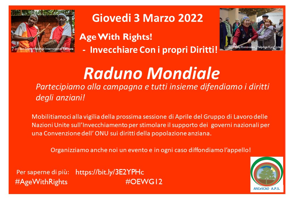 3 Marzo 2022: Raduno Mondiale “Invecchiare con i propri Diritti!”